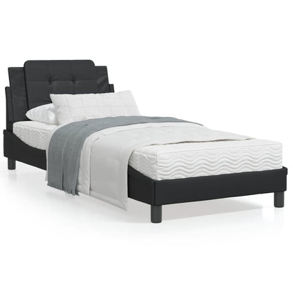 Bedframe met LED-verlichting kunstleer zwart 90x200 cm