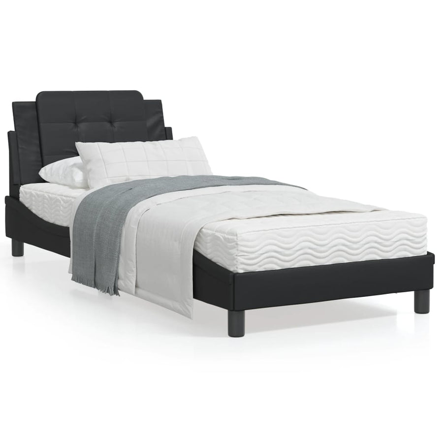 Bedframe met LED-verlichting kunstleer zwart 90x200 cm