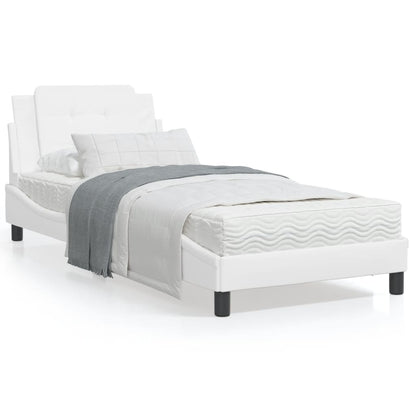 Bedframe met LED-verlichting kunstleer wit 90x200 cm