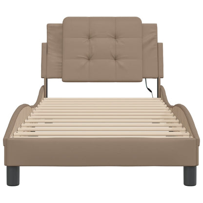Bedframe met LED-verlichting kunstleer cappuccino 90x200 cm