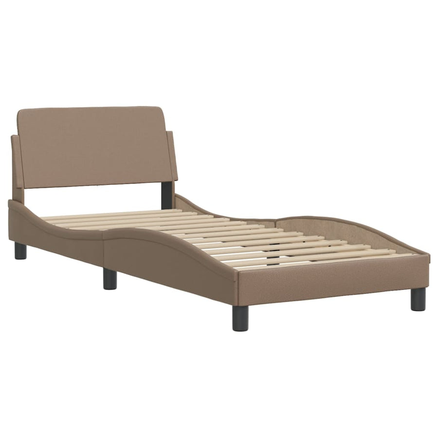 Bedframe met LED-verlichting kunstleer cappuccino 90x200 cm