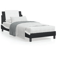 Bedframe met LED-verlichting kunstleer zwart en wit 90x200 cm