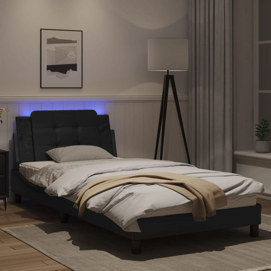 Bedframe met LED-verlichting kunstleer zwart 100x200 cm