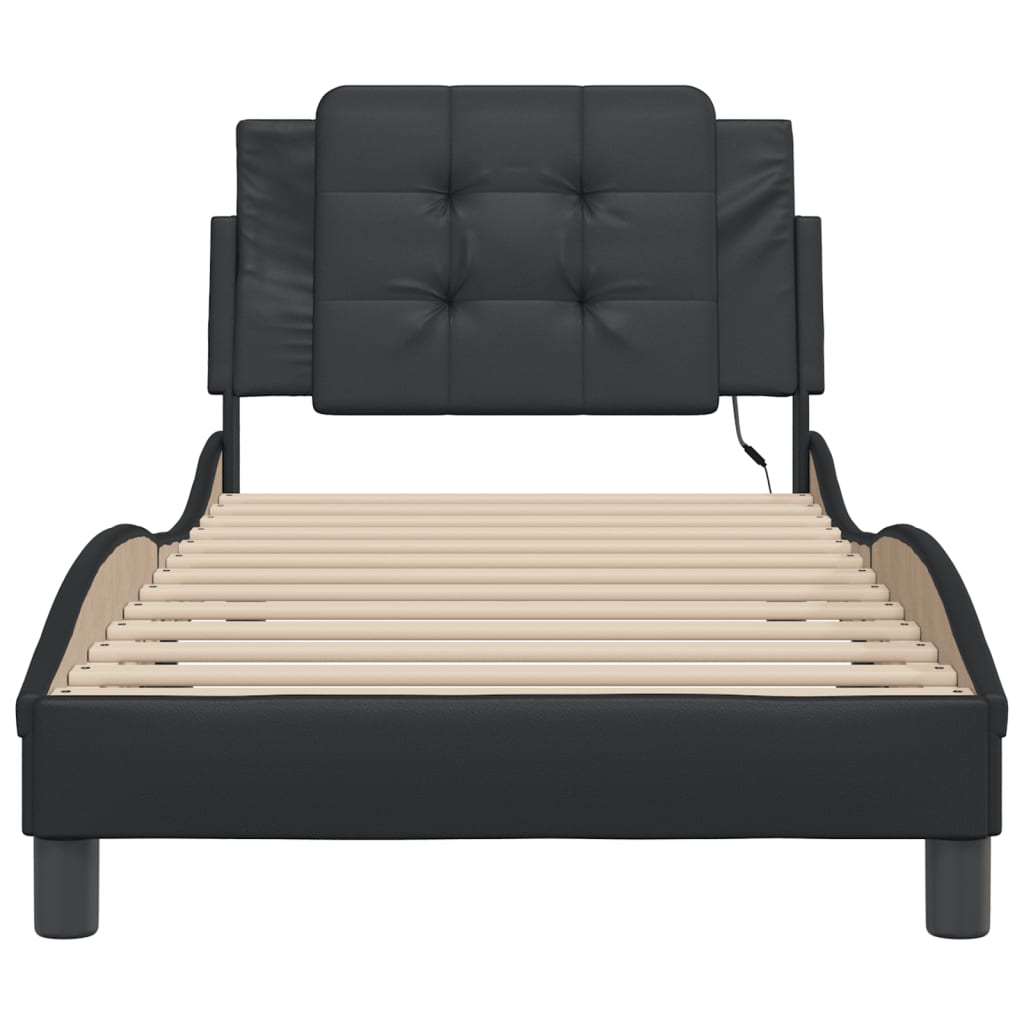 Bedframe met LED-verlichting kunstleer zwart 100x200 cm