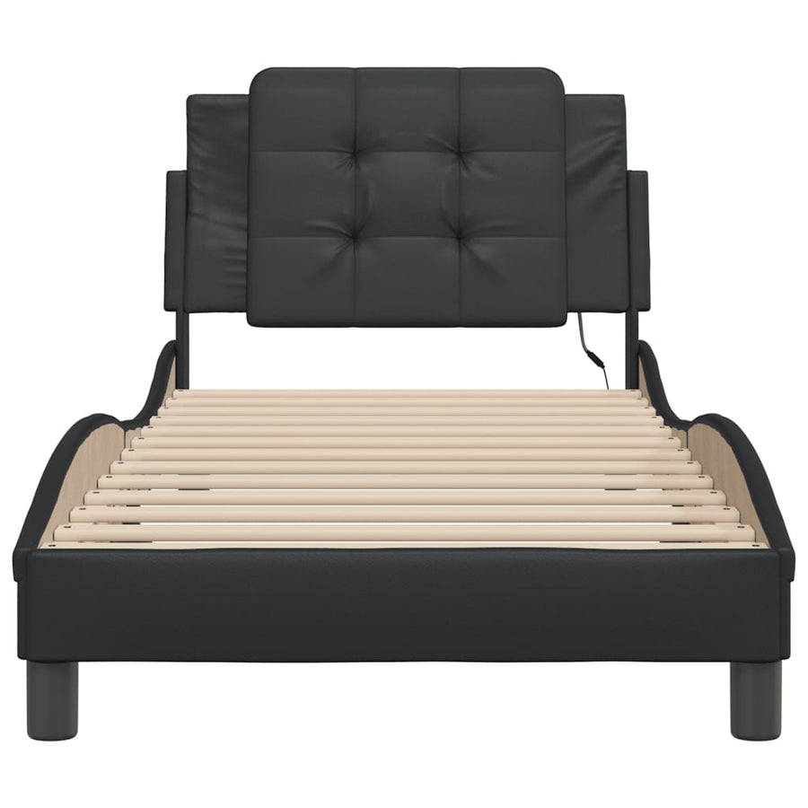 Bedframe met LED-verlichting kunstleer zwart 100x200 cm