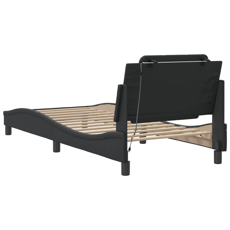Bedframe met LED-verlichting kunstleer zwart 100x200 cm