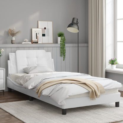 Bedframe met LED-verlichting kunstleer wit 100x200 cm