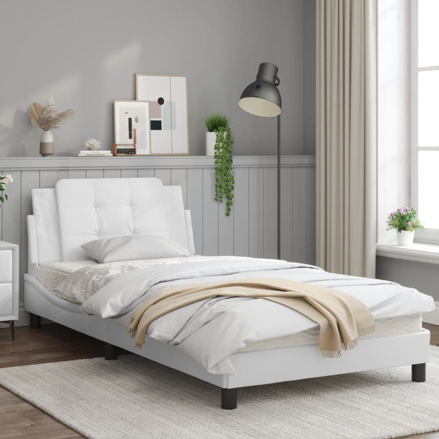 Bedframe met LED-verlichting kunstleer wit 100x200 cm