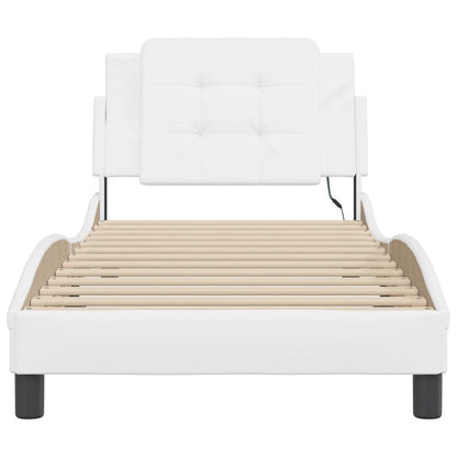 Bedframe met LED-verlichting kunstleer wit 100x200 cm