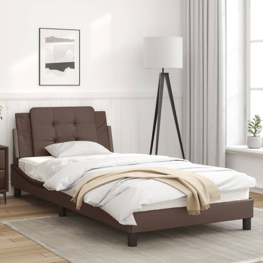 Bedframe met LED-verlichting kunstleer bruin 100x200 cm