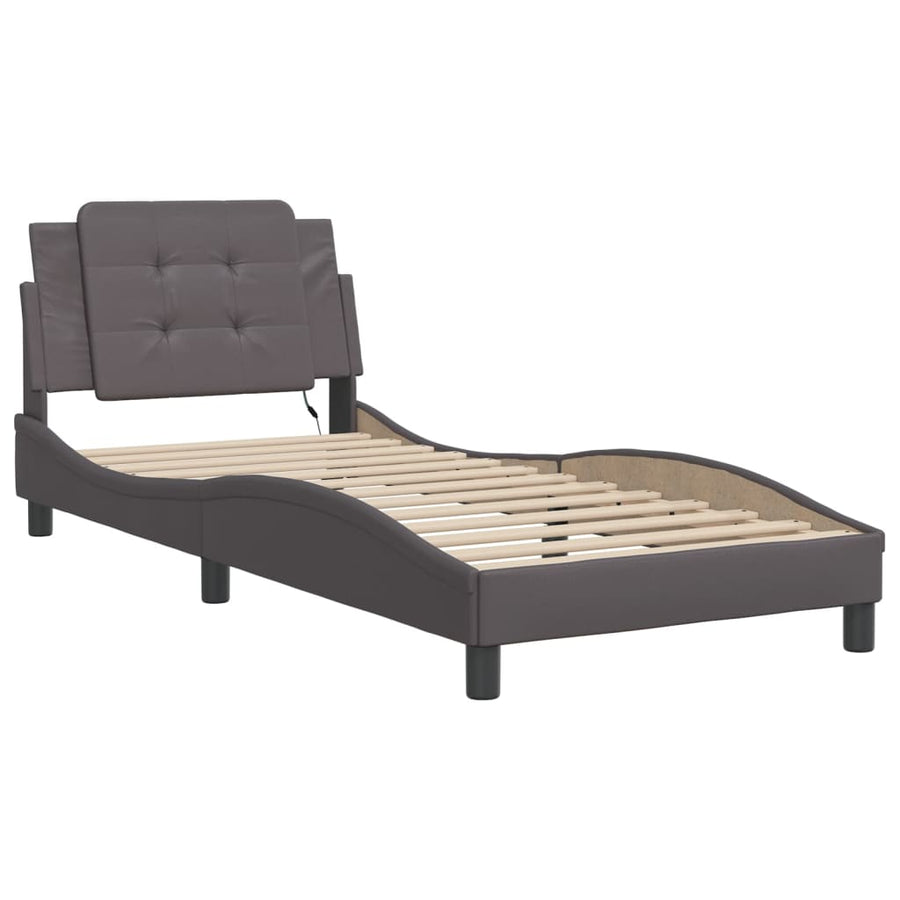 Bedframe met LED-verlichting kunstleer grijs 100x200 cm