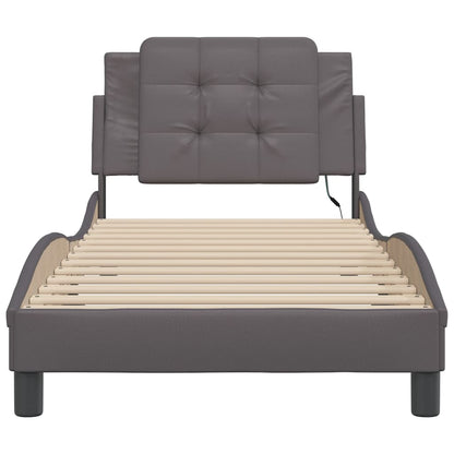 Bedframe met LED-verlichting kunstleer grijs 100x200 cm