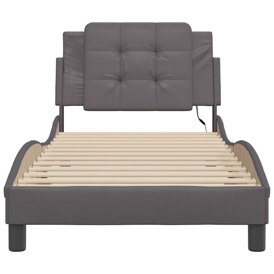 Bedframe met LED-verlichting kunstleer grijs 100x200 cm