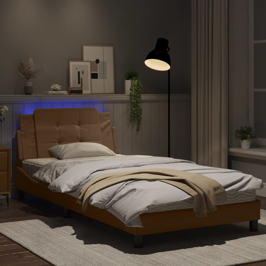 Bedframe met LED-verlichting kunstleer cappuccino 100x200 cm