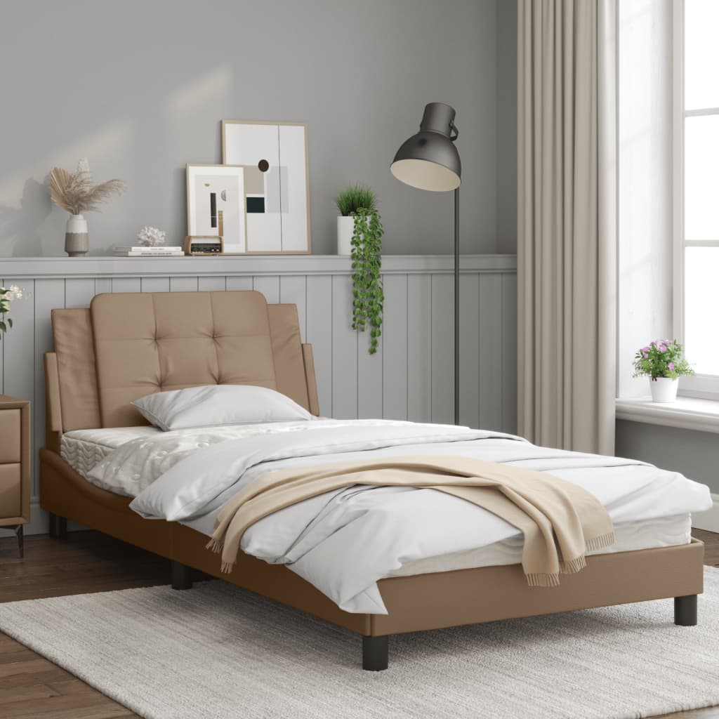 Bedframe met LED-verlichting kunstleer cappuccino 100x200 cm