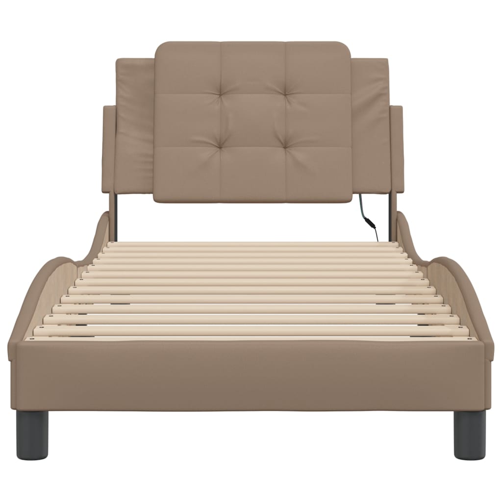 Bedframe met LED-verlichting kunstleer cappuccino 100x200 cm
