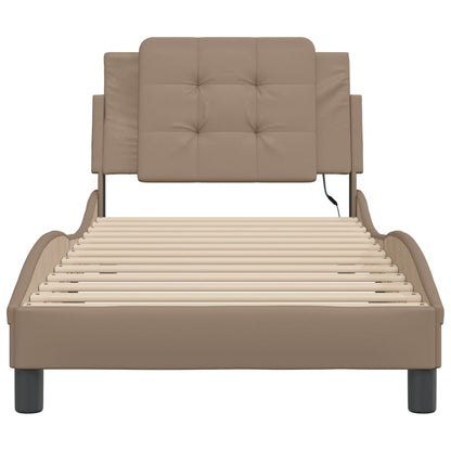 Bedframe met LED-verlichting kunstleer cappuccino 100x200 cm