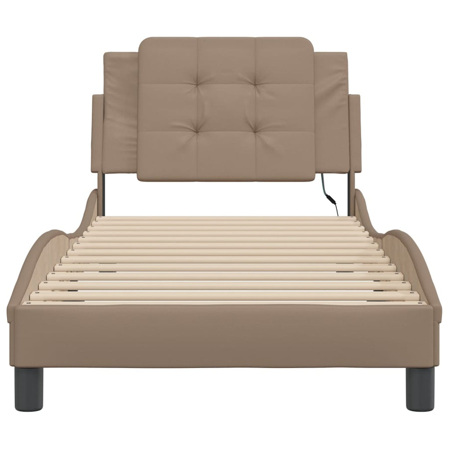 Bedframe met LED-verlichting kunstleer cappuccino 100x200 cm