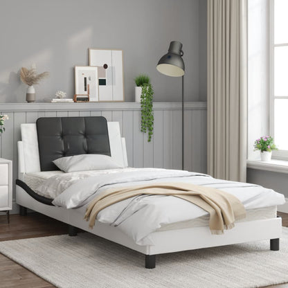 Bedframe met LED-verlichting kunstleer wit en zwart 100x200 cm