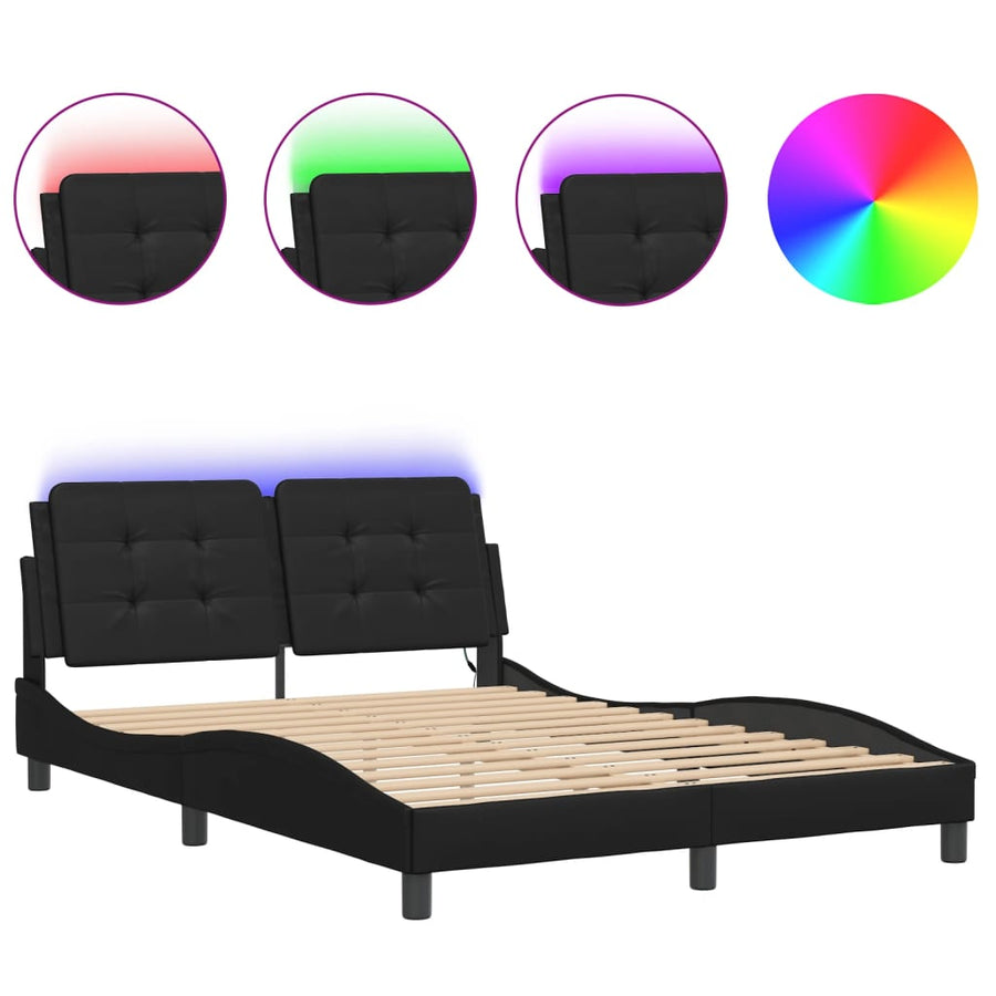 Bedframe met LED-verlichting kunstleer zwart 120x200 cm