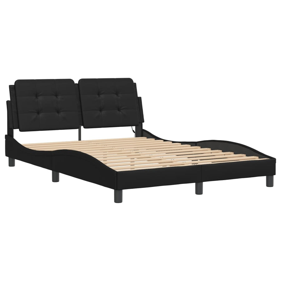 Bedframe met LED-verlichting kunstleer zwart 120x200 cm