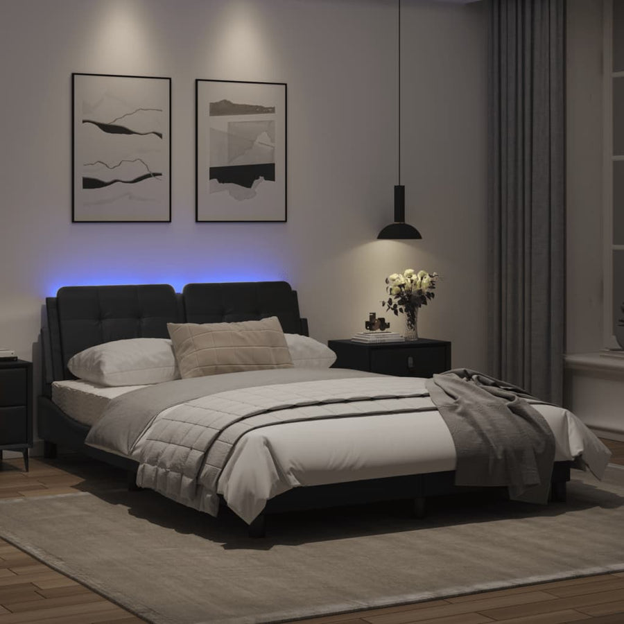 Bedframe met LED-verlichting kunstleer zwart 120x200 cm