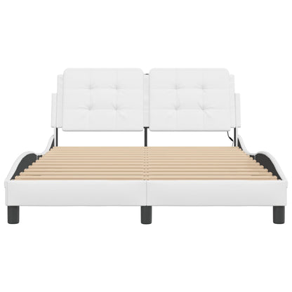 Bedframe met LED-verlichting kunstleer wit 120x200 cm