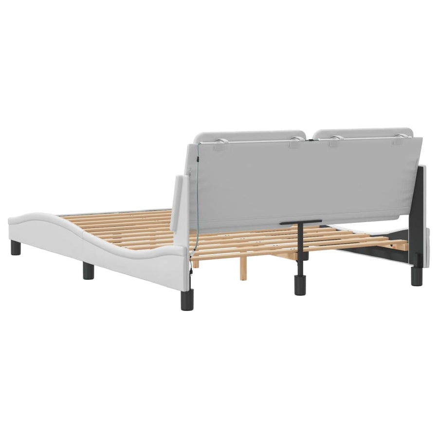 Bedframe met LED-verlichting kunstleer wit 120x200 cm