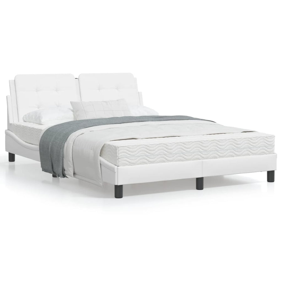 Bedframe met LED-verlichting kunstleer wit 120x200 cm