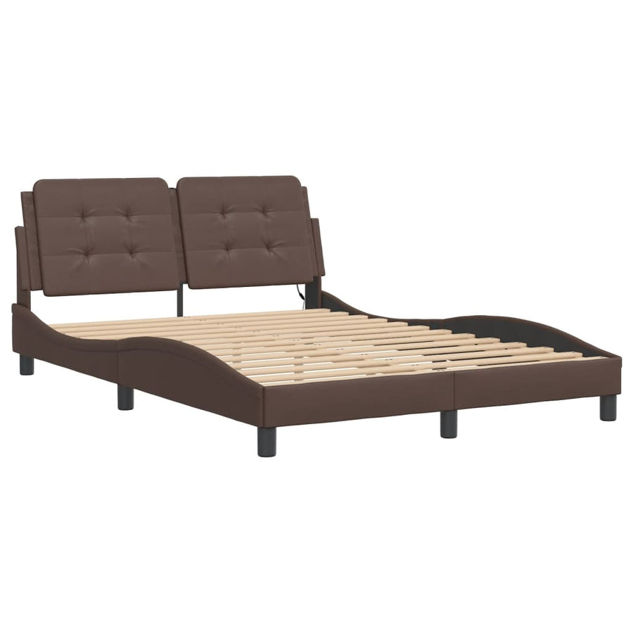 Bedframe met LED-verlichting kunstleer bruin 120x200 cm