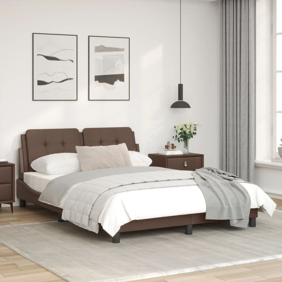 Bedframe met LED-verlichting kunstleer bruin 120x200 cm