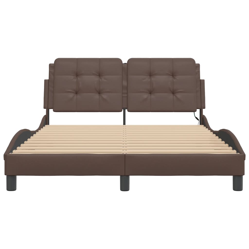 Bedframe met LED-verlichting kunstleer bruin 120x200 cm