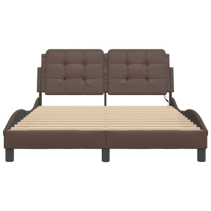 Bedframe met LED-verlichting kunstleer bruin 120x200 cm