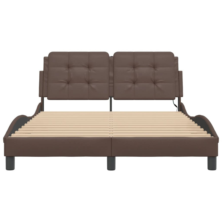 Bedframe met LED-verlichting kunstleer bruin 120x200 cm