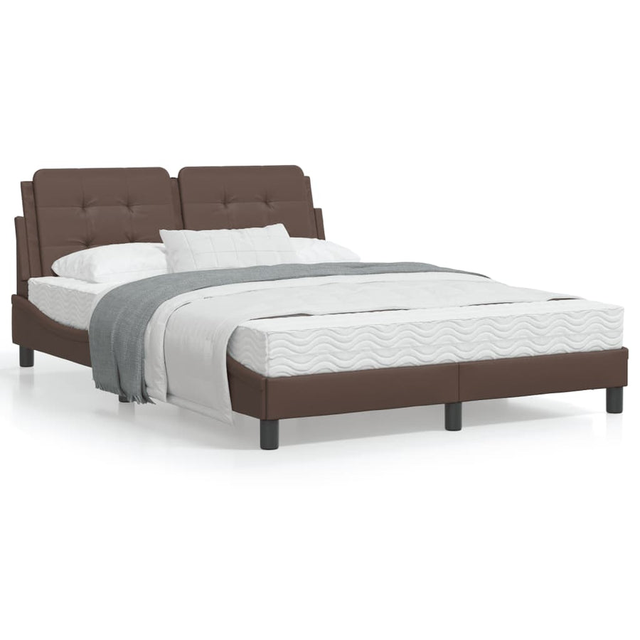 Bedframe met LED-verlichting kunstleer bruin 120x200 cm