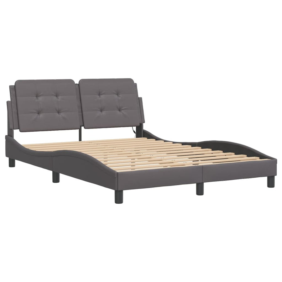 Bedframe met LED-verlichting kunstleer grijs 120x200 cm