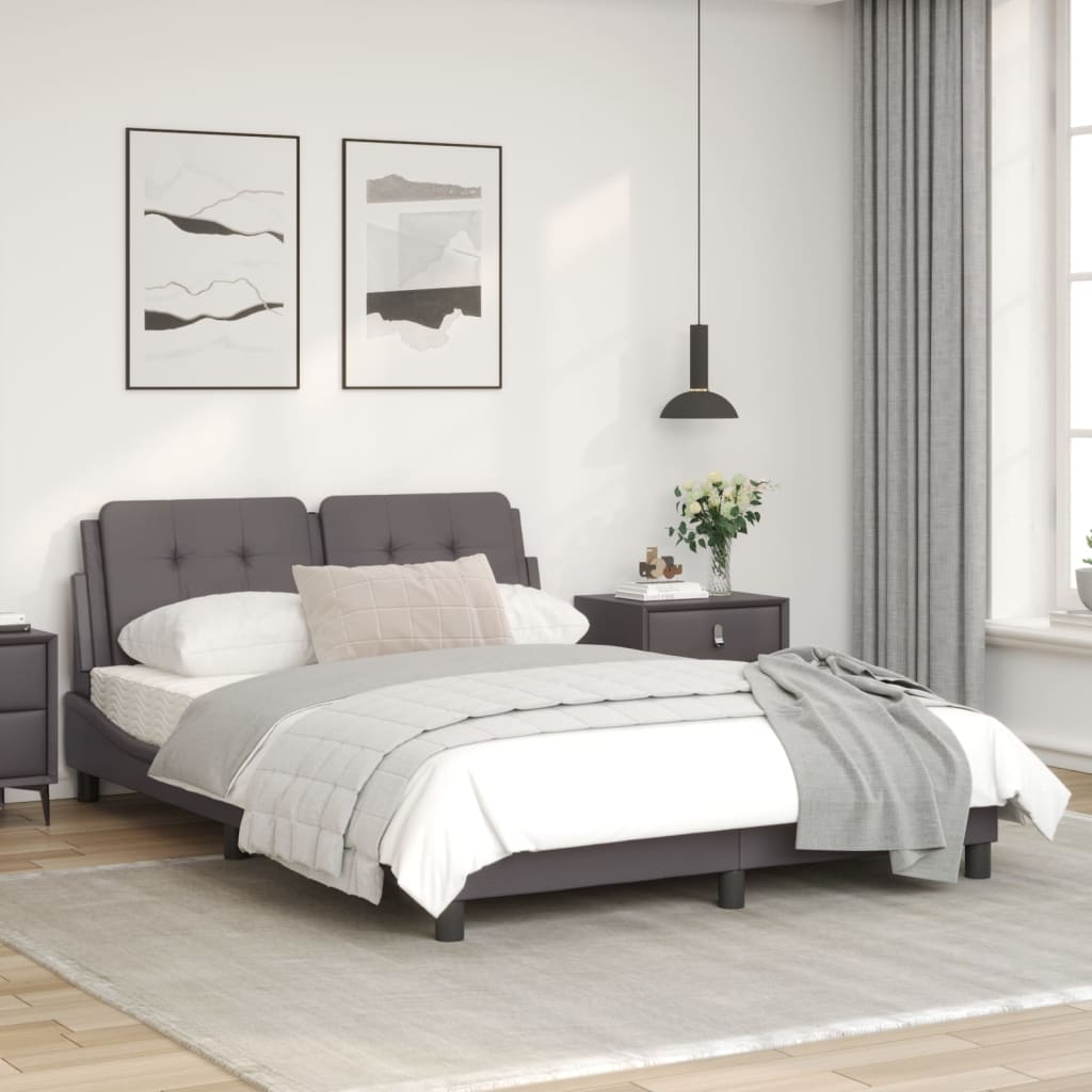 Bedframe met LED-verlichting kunstleer grijs 120x200 cm