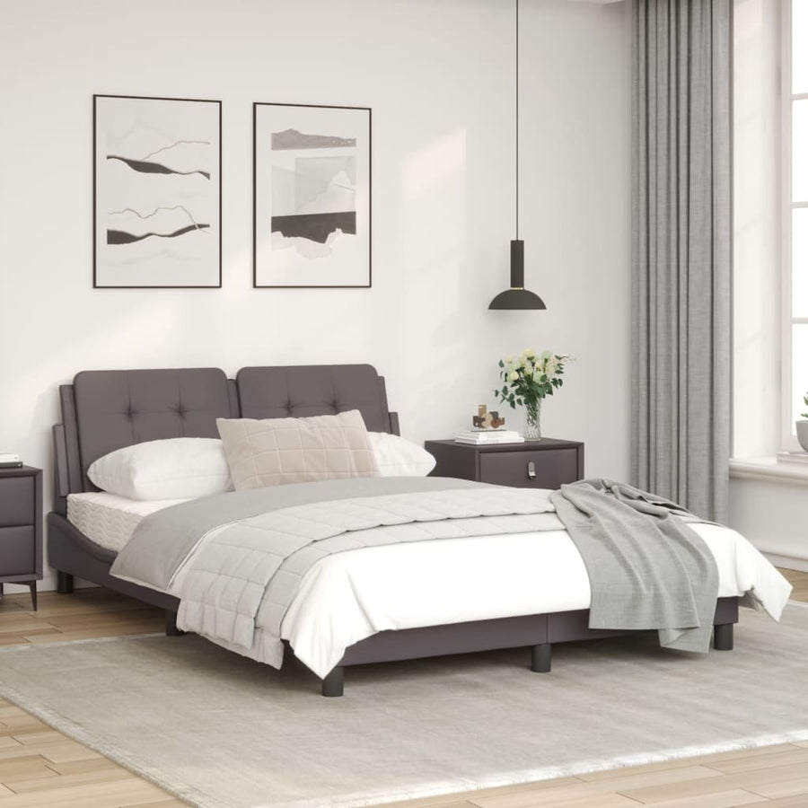 Bedframe met LED-verlichting kunstleer grijs 120x200 cm