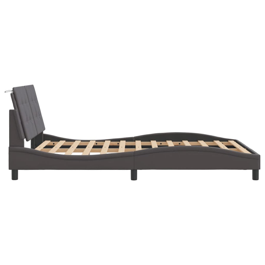 Bedframe met LED-verlichting kunstleer grijs 120x200 cm