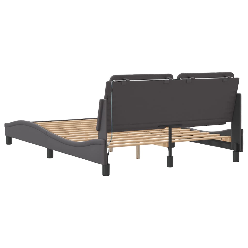 Bedframe met LED-verlichting kunstleer grijs 120x200 cm