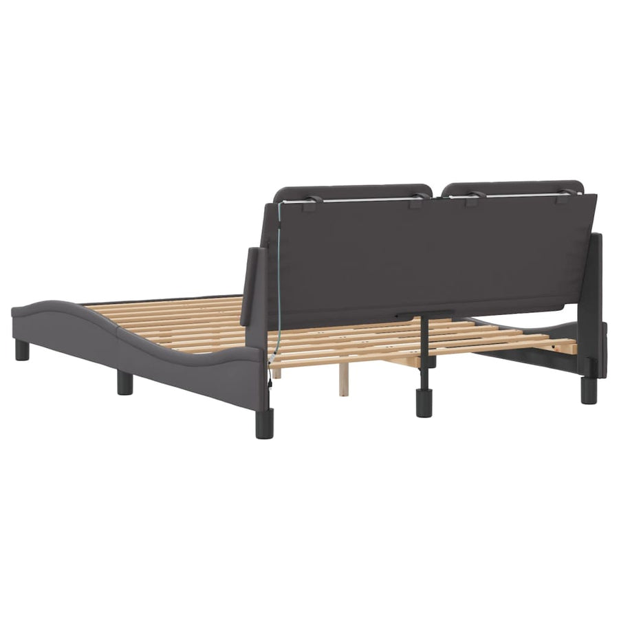 Bedframe met LED-verlichting kunstleer grijs 120x200 cm