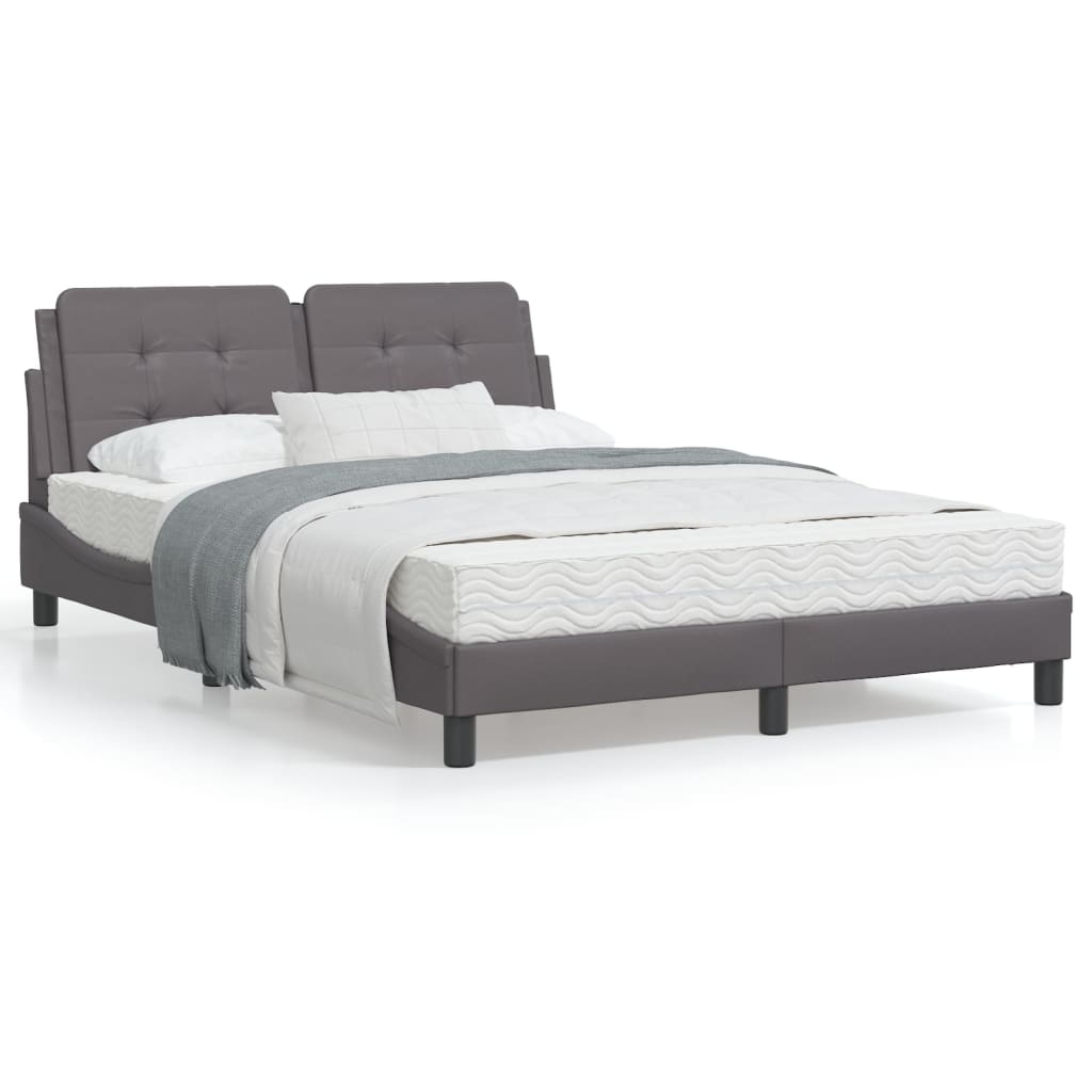 Bedframe met LED-verlichting kunstleer grijs 120x200 cm