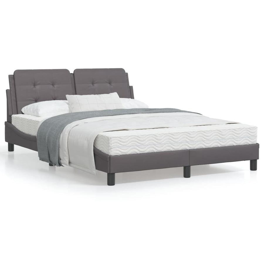 Bedframe met LED-verlichting kunstleer grijs 120x200 cm
