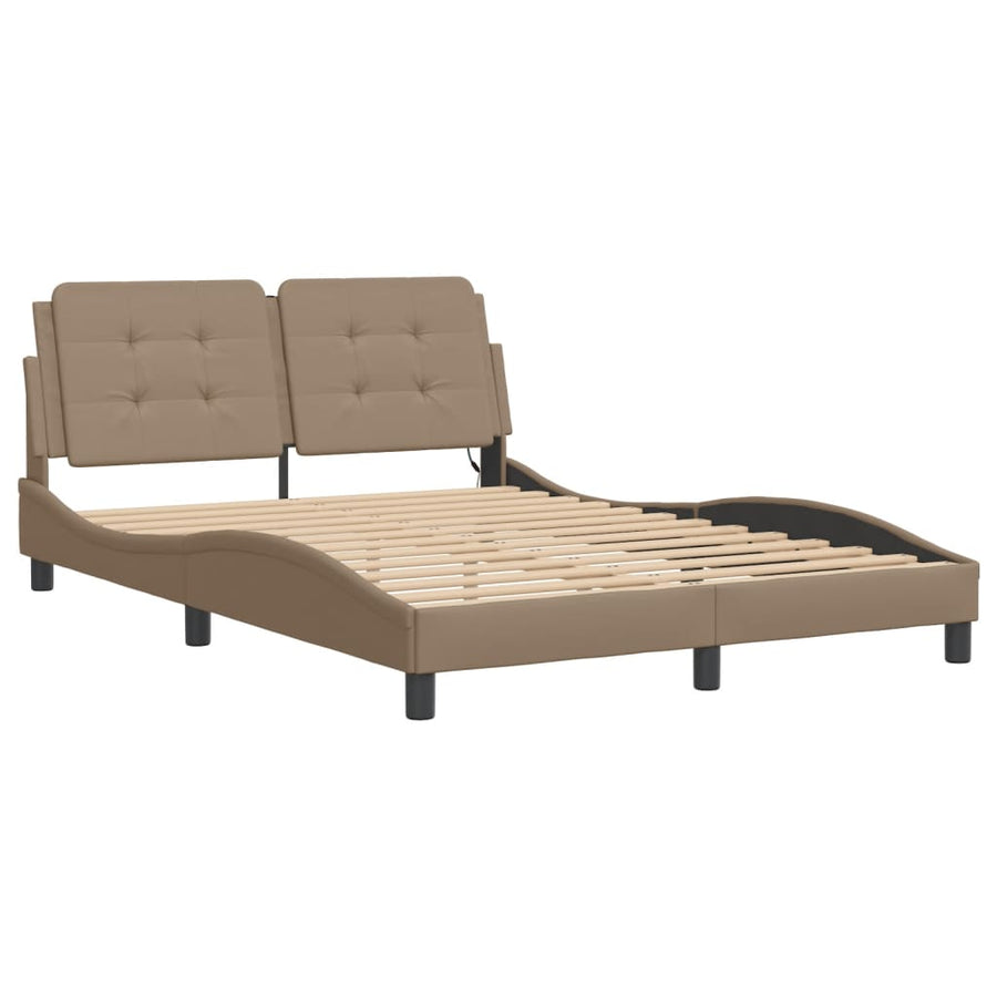 Bedframe met LED-verlichting kunstleer cappuccino 120x200 cm