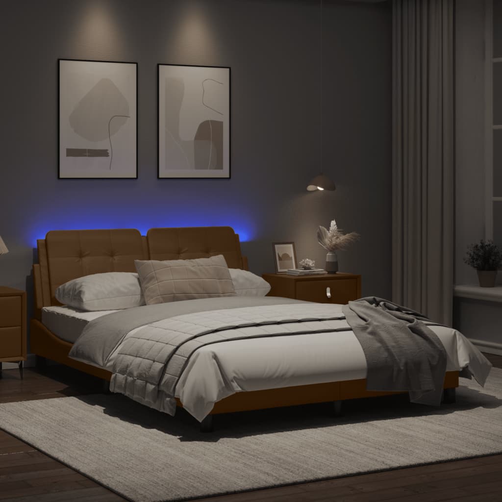 Bedframe met LED-verlichting kunstleer cappuccino 120x200 cm
