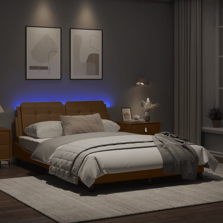 Bedframe met LED-verlichting kunstleer cappuccino 120x200 cm
