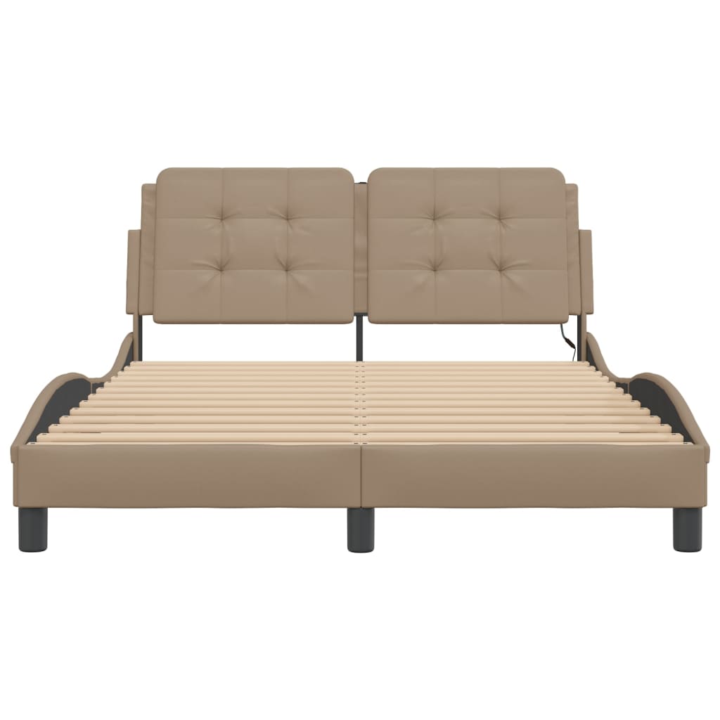 Bedframe met LED-verlichting kunstleer cappuccino 120x200 cm