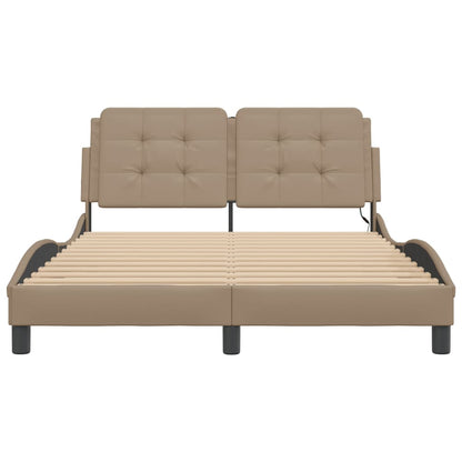 Bedframe met LED-verlichting kunstleer cappuccino 120x200 cm