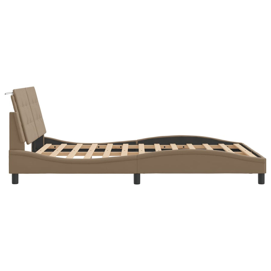 Bedframe met LED-verlichting kunstleer cappuccino 120x200 cm