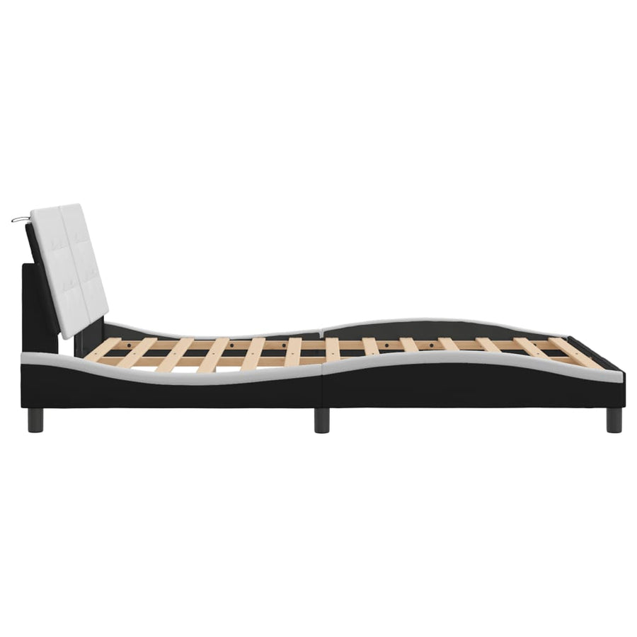 Bedframe met LED-verlichting kunstleer zwart en wit 120x200 cm
